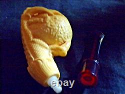 UNSMOKED Large Block MEERSCHAUM Pipe EAGLE Claws & Skeleton