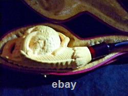 UNSMOKED Large Block MEERSCHAUM Pipe EAGLE Claws & Skeleton