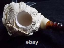 UNSMOKED NEW I BAGLAN Block MEERSCHAUM PIPE Great Figure Master Carver