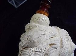 UNSMOKED NEW I BAGLAN Block MEERSCHAUM PIPE Great Figure Master Carver