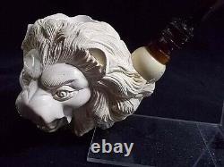 UNSMOKED NEW I BAGLAN Block MEERSCHAUM PIPE Great Figure Master Carver