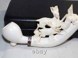 UNSMOKED S. YANIK Block MEERSCHAUM Pipe Featuring Three Animals GREAT CARVING