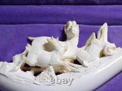 UNSMOKED S. YANIK Block MEERSCHAUM Pipe Featuring Three Animals GREAT CARVING