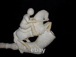 UNSMOKED Vintage Huge 16 Long 7 High MAN On Stallion Block MEERSCHAUM PIPE