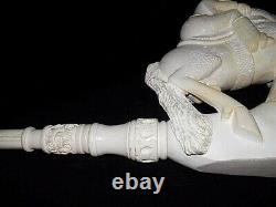 UNSMOKED Vintage Huge 16 Long 7 High MAN On Stallion Block MEERSCHAUM PIPE