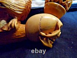 UNSMOKED XL Block MEERSCHAUM Pipe SKELETON EAGLE SNAKE 9 1/2 LONG