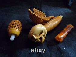 UNSMOKED XL Block MEERSCHAUM Pipe SKELETON EAGLE SNAKE 9 1/2 LONG