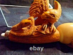 UNSMOKED XL Block MEERSCHAUM Pipe SKELETON EAGLE SNAKE 9 1/2 LONG