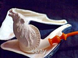 UNSMOKED XL Block MEERSCHAUM Pipe WOLVERINE HOWLING AT THE MOON