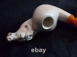 UNSMOKED XL Block MEERSCHAUM Pipe WOLVERINE HOWLING AT THE MOON