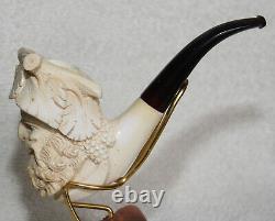 UNSMOKEDN. O. S. In CASE Giant BLOCK MEERSCHAUM Cultured Amber Stem Pipe