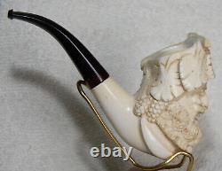 UNSMOKEDN. O. S. In CASE Giant BLOCK MEERSCHAUM Cultured Amber Stem Pipe