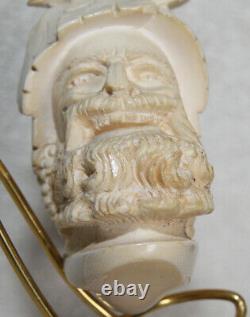 UNSMOKEDN. O. S. In CASE Giant BLOCK MEERSCHAUM Cultured Amber Stem Pipe