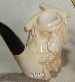 UNSMOKEDN. O. S. In CASE Giant BLOCK MEERSCHAUM Cultured Amber Stem Pipe