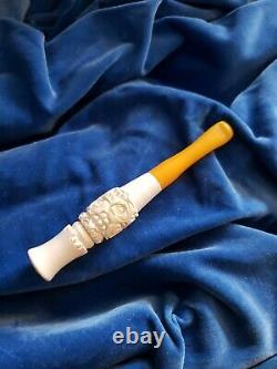 Unique Antique Block Meerschaum Cheroot Cigar Cigarette Pipe Holder Rare Tip