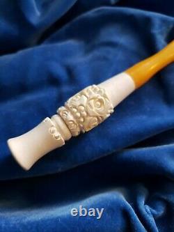 Unique Antique Block Meerschaum Cheroot Cigar Cigarette Pipe Holder Rare Tip