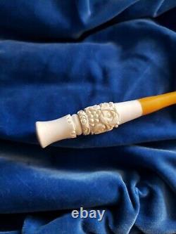 Unique Antique Block Meerschaum Cheroot Cigar Cigarette Pipe Holder Rare Tip