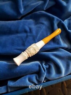 Unique Antique Block Meerschaum Cheroot Cigar Cigarette Pipe Holder Rare Tip