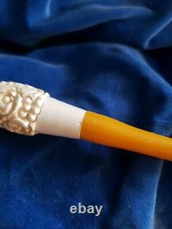 Unique Antique Block Meerschaum Cheroot Cigar Cigarette Pipe Holder Rare Tip