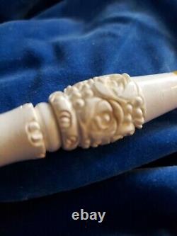 Unique Antique Block Meerschaum Cheroot Cigar Cigarette Pipe Holder Rare Tip