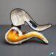 (unsmoked) 1960s Andreas Bauer Block Meerschaum Bent Black Top Real Amber Stem