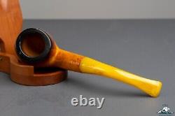 (Unsmoked) 1960s Andreas Bauer Block Meerschaum Bent Black Top Real Amber Stem