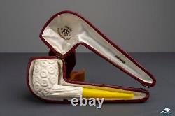 (Unsmoked) 1960s Andreas Bauer Block Meerschaum Rusticated Billiard Acrylic Stem