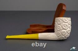 (Unsmoked) 1960s Andreas Bauer Block Meerschaum Rusticated Billiard Acrylic Stem