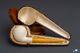 (unsmoked) 1960s Andreas Bauer Block Meerschaum Straight Bulldog Real Amber Stem