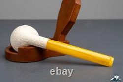 (Unsmoked) 1960s Andreas Bauer Block Meerschaum Straight Bulldog Real Amber Stem