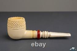 (Unsmoked) 1998 Master Carver Eyup Sabri Block Meerschaum Pot Horn Saddle Stem