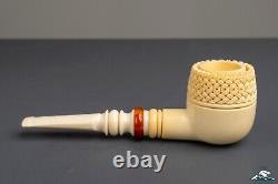 (Unsmoked) 1998 Master Carver Eyup Sabri Block Meerschaum Pot Horn Saddle Stem