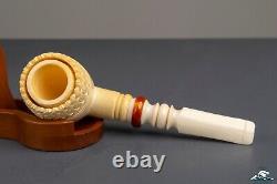 (Unsmoked) 1998 Master Carver Eyup Sabri Block Meerschaum Pot Horn Saddle Stem