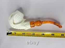 Unsmoked Block Meerschaum Tobacco Smoking Pipe, Claw Holding Egg, withFitted Case