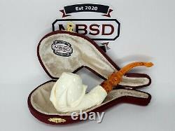 Unsmoked Block Meerschaum Tobacco Smoking Pipe Of Claw Egg, Bowl, with Fitted Case