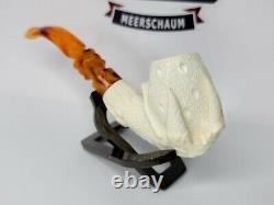 Unsmoked Block Meerschaum Tobacco Smoking Pipe Of Claw Egg, Bowl, with Fitted Case