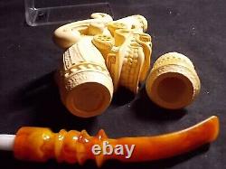 Unsmoked Detailed Carving Meerschaum Pipe Classic Vehicle, H. Yavuz -y2