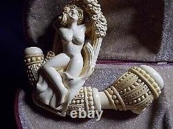 Unsmoked Detailed Carving Meerschaum Pipe Naked Lady, H. Yavuz -y4