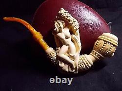 Unsmoked Detailed Carving Meerschaum Pipe Naked Lady, H. Yavuz -y4