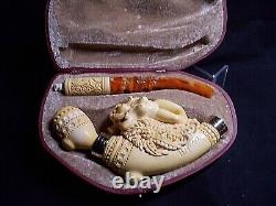Unsmoked Detailed Carving Meerschaum Pipe Naked Lady Lying Down, H. Yavuz -y5