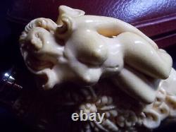 Unsmoked Detailed Carving Meerschaum Pipe Naked Lady Lying Down, H. Yavuz -y5