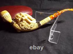 Unsmoked Detailed Carving Meerschaum Pipe Naked Lady Lying Down, H. Yavuz -y5