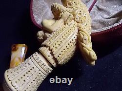 Unsmoked Detailed Carving Meerschaum Pipe Naked Lady Mermaid, H. Yavuz -y6