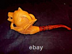 Unsmoked Giant Koc Block Meerschaum Pipe Bear Dragon Claws Leather Case