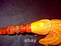 Unsmoked Giant Koc Block Meerschaum Pipe Bear Dragon Claws Leather Case