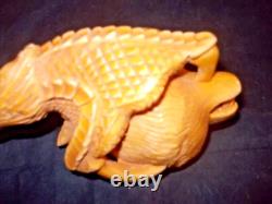 Unsmoked Giant Koc Block Meerschaum Pipe Bear Dragon Claws Leather Case