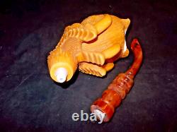 Unsmoked Giant Koc Block Meerschaum Pipe Bear Dragon Claws Leather Case