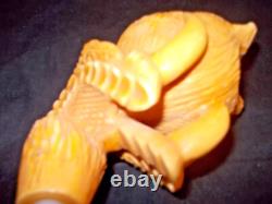 Unsmoked Giant Koc Block Meerschaum Pipe Bear Dragon Claws Leather Case