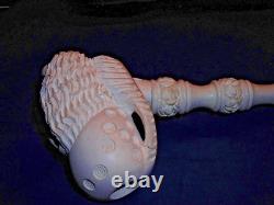 Unsmoked New Block Meerschaum Pipe 15 Inches Long Lots Of Detailed Carving -bb