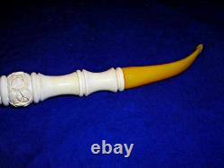 Unsmoked New Block Meerschaum Pipe 15 Inches Long Lots Of Detailed Carving -bb